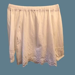 Boho Off Shoulder White Flowy Crochet Top blouse